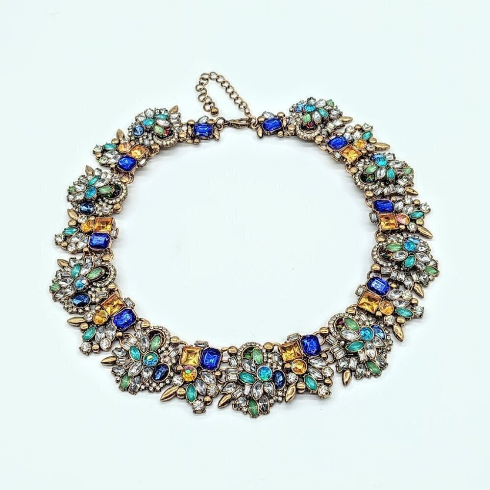 Multicolor Rhinestone Crystal Statement Necklace - Picture 2 of 5